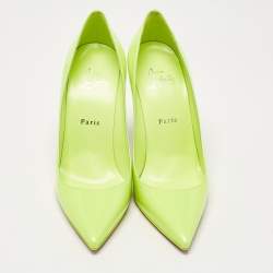 Pre Owned Christian Louboutin Neon Green Patent Leather Kate Pumps Size 39