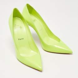 Pre Owned Christian Louboutin Neon Green Patent Leather Kate Pumps Size 39