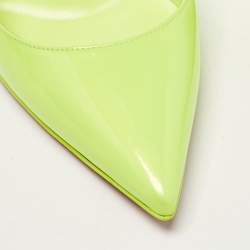 Pre Owned Christian Louboutin Neon Green Patent Leather Kate Pumps Size 39