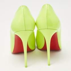 Pre Owned Christian Louboutin Neon Green Patent Leather Kate Pumps Size 39