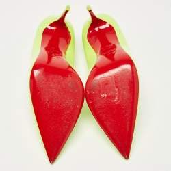 Pre Owned Christian Louboutin Neon Green Patent Leather Kate Pumps Size 39