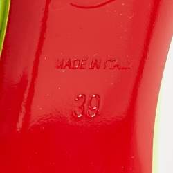 Pre Owned Christian Louboutin Neon Green Patent Leather Kate Pumps Size 39