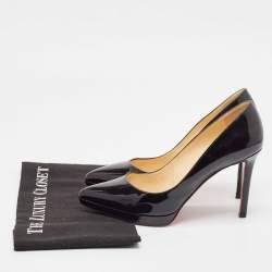 Pre Owned Christian Louboutin Black Patent Leather Pigalle Plato Pumps Size 37.5