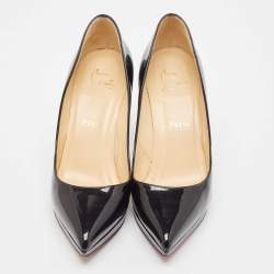 Pre Owned Christian Louboutin Black Patent Leather Pigalle Plato Pumps Size 37.5
