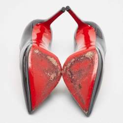 Pre Owned Christian Louboutin Black Patent Leather Pigalle Plato Pumps Size 37.5