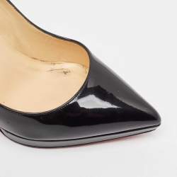 Pre Owned Christian Louboutin Black Patent Leather Pigalle Plato Pumps Size 37.5