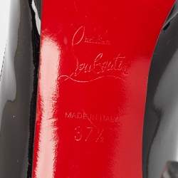 Pre Owned Christian Louboutin Black Patent Leather Pigalle Plato Pumps Size 37.5