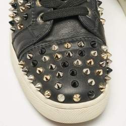 Christian Louboutin Black Leather Louis Spikes High Top Sneakers Size 38