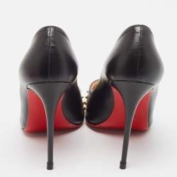 Pre Owned Christian Louboutin Black Leather and Mesh Bareta Pumps Size 37