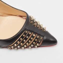 Pre Owned Christian Louboutin Black Leather and Mesh Bareta Pumps Size 37