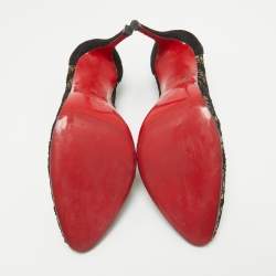 مملوكة مسبقًا Christian Louboutin Black Lace and Suede Eloise Pumps Size 36