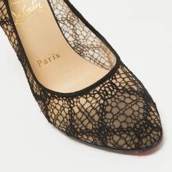مملوكة مسبقًا Christian Louboutin Black Lace and Suede Eloise Pumps Size 36