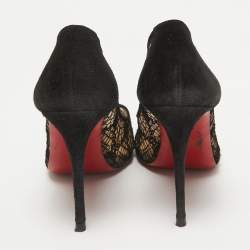مملوكة مسبقًا Christian Louboutin Black Lace and Suede Eloise Pumps Size 36