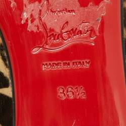 Pre Owned Christian Louboutin Brown Calf Hair Smoking Slippers Size 36.5