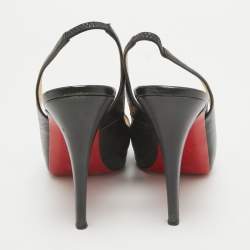 Christian Louboutin Black Leather Private Number Peep Toe Pumps Size 40