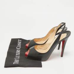 Christian Louboutin Black Leather Private Number Peep Toe Pumps Size 40