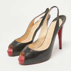 Christian Louboutin Black Leather Private Number Peep Toe Pumps Size 40