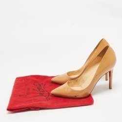 Christian Louboutin Beige Patent Leather Pigalle Pumps Size 38.5