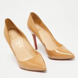 Christian Louboutin Beige Patent Leather Pigalle Pumps Size 38.5