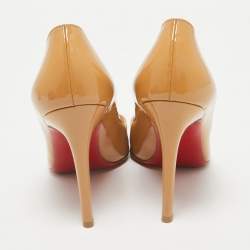 Christian Louboutin Beige Patent Leather Pigalle Pumps Size 38.5