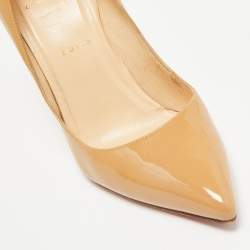 Christian Louboutin Beige Patent Leather Pigalle Pumps Size 38.5