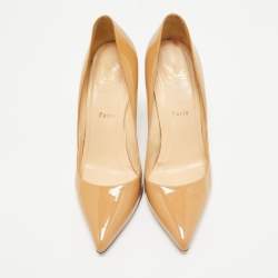 Christian Louboutin Beige Patent Leather Pigalle Pumps Size 38.5