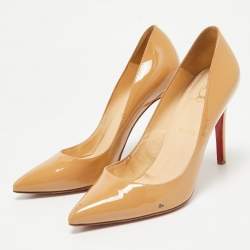 Christian Louboutin Beige Patent Leather Pigalle Pumps Size 38.5