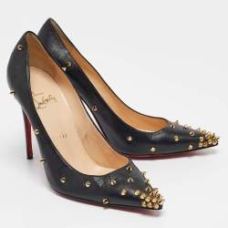 Christian Louboutin Black Leather Degraspike Pumps Size 38