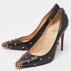 Christian Louboutin Black Leather Degraspike Pumps Size 38