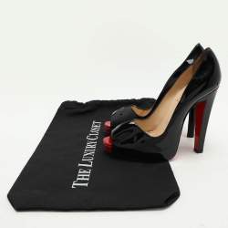 Christian Louboutin Black Patent Leather Carroseria Peep Toe Pumps Size 37