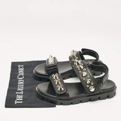 Pre Owned Christian Louboutin Black Leather Spikita Cool Sandals Size 38