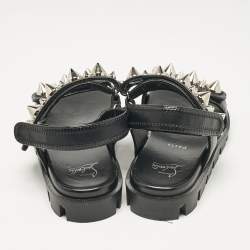 Pre Owned Christian Louboutin Black Leather Spikita Cool Sandals Size 38