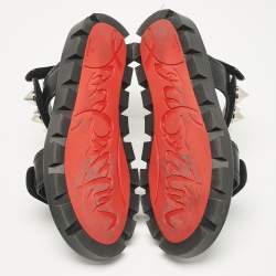 Pre Owned Christian Louboutin Black Leather Spikita Cool Sandals Size 38