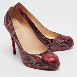 Christian Louboutin Red/Black Python New Simple Pumps Size 38.5