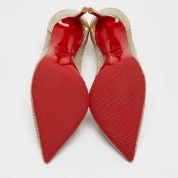 Pre Owned Christian Louboutin Gold Mesh and Leather Neoalta Pumps Size 37