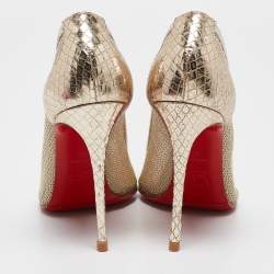 Pre Owned Christian Louboutin Gold Mesh and Leather Neoalta Pumps Size 37