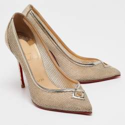 Pre Owned Christian Louboutin Gold Mesh and Leather Neoalta Pumps Size 37