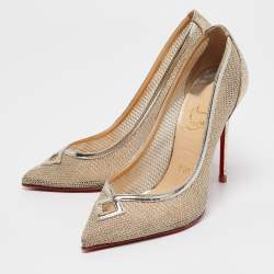 Pre Owned Christian Louboutin Gold Mesh and Leather Neoalta Pumps Size 37