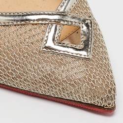 Pre Owned Christian Louboutin Gold Mesh and Leather Neoalta Pumps Size 37