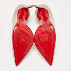 مملوكة مسبقًا Christian Louboutin Gold/Silver Lurex Fabric Iriza D'orsay Pumps Size 35.5