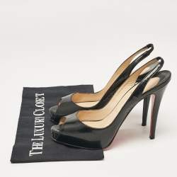 Christian Louboutin Black Patent Leather Private Number Sandals Size 37.5