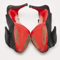 Christian Louboutin Black Satin Bow Slingback Pumps Size 36