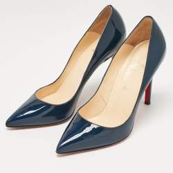 Christian Louboutin Navy Blue Patent Leather Pigalle Pumps Size 39.5