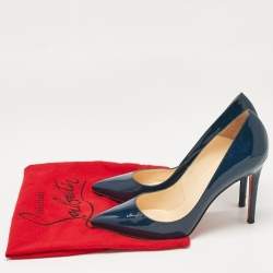 Christian Louboutin Navy Blue Patent Leather Pigalle Pumps Size 39.5