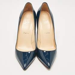 Christian Louboutin Navy Blue Patent Leather Pigalle Pumps Size 39.5