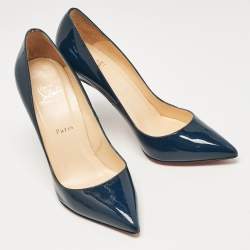 Christian Louboutin Navy Blue Patent Leather Pigalle Pumps Size 39.5