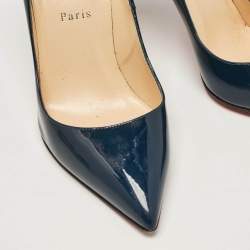 Christian Louboutin Navy Blue Patent Leather Pigalle Pumps Size 39.5