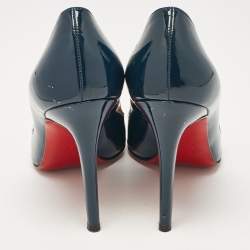 Christian Louboutin Navy Blue Patent Leather Pigalle Pumps Size 39.5