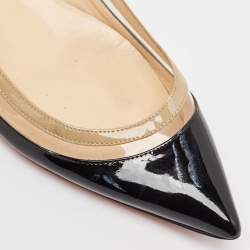 Christian Louboutin Black Patent Leather and PVC Paulina Ballet Flats Size 39.5