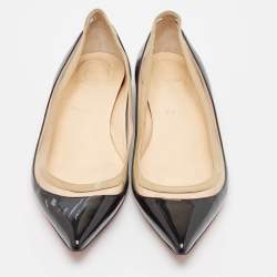 Christian Louboutin Black Patent Leather and PVC Paulina Ballet Flats Size 39.5